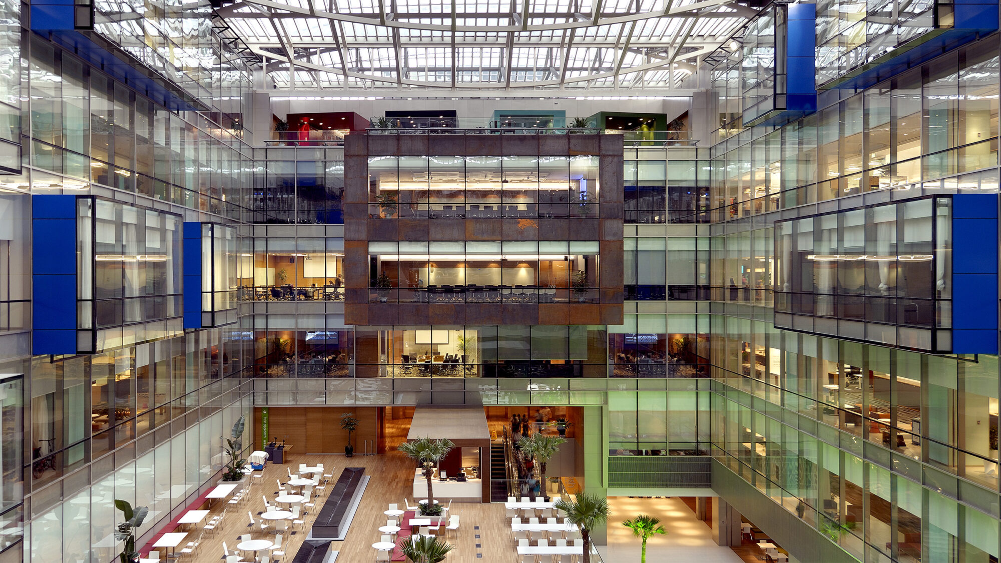 aerial view of all floors, stairs and tables on ground floor