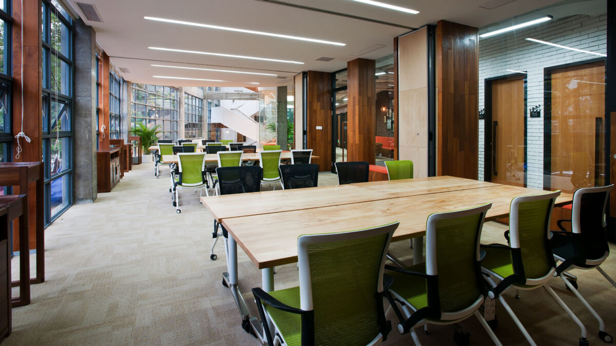 open area and desks