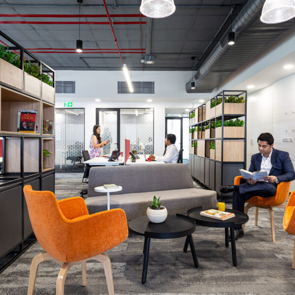 man sitting in breakout area