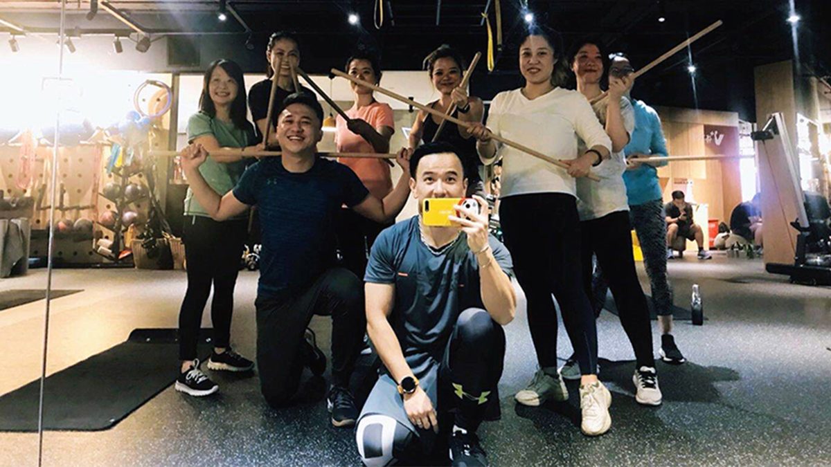 Shanghai team photo in activewear