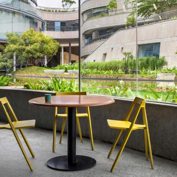 Desk with view of outdoor with plants and trees