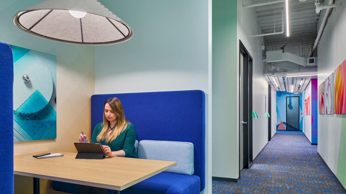 person working in quiet corner