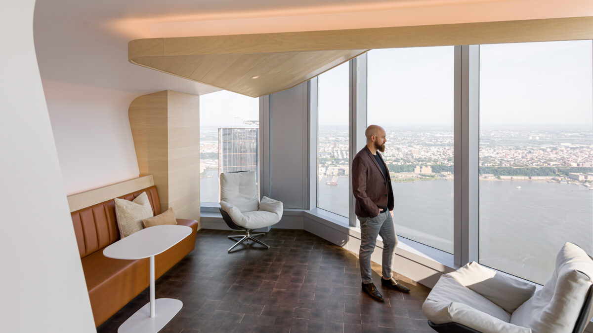 man admiring view in casual area
